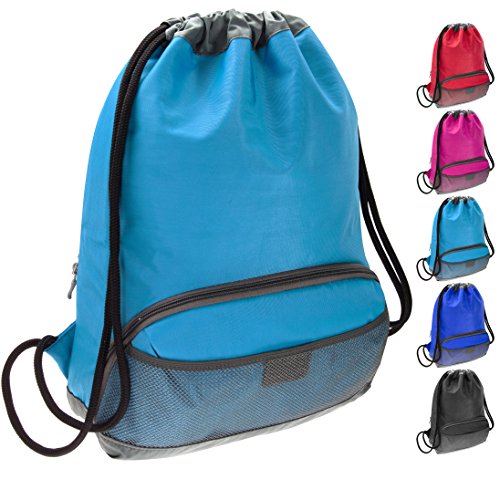 ButterFox Waterproof Fabric Drawstring Swim PE Gym Sports Bag Bookbag Sackpack Backpack for Kids, Girls, Boys, Men and Women (Light_blue)