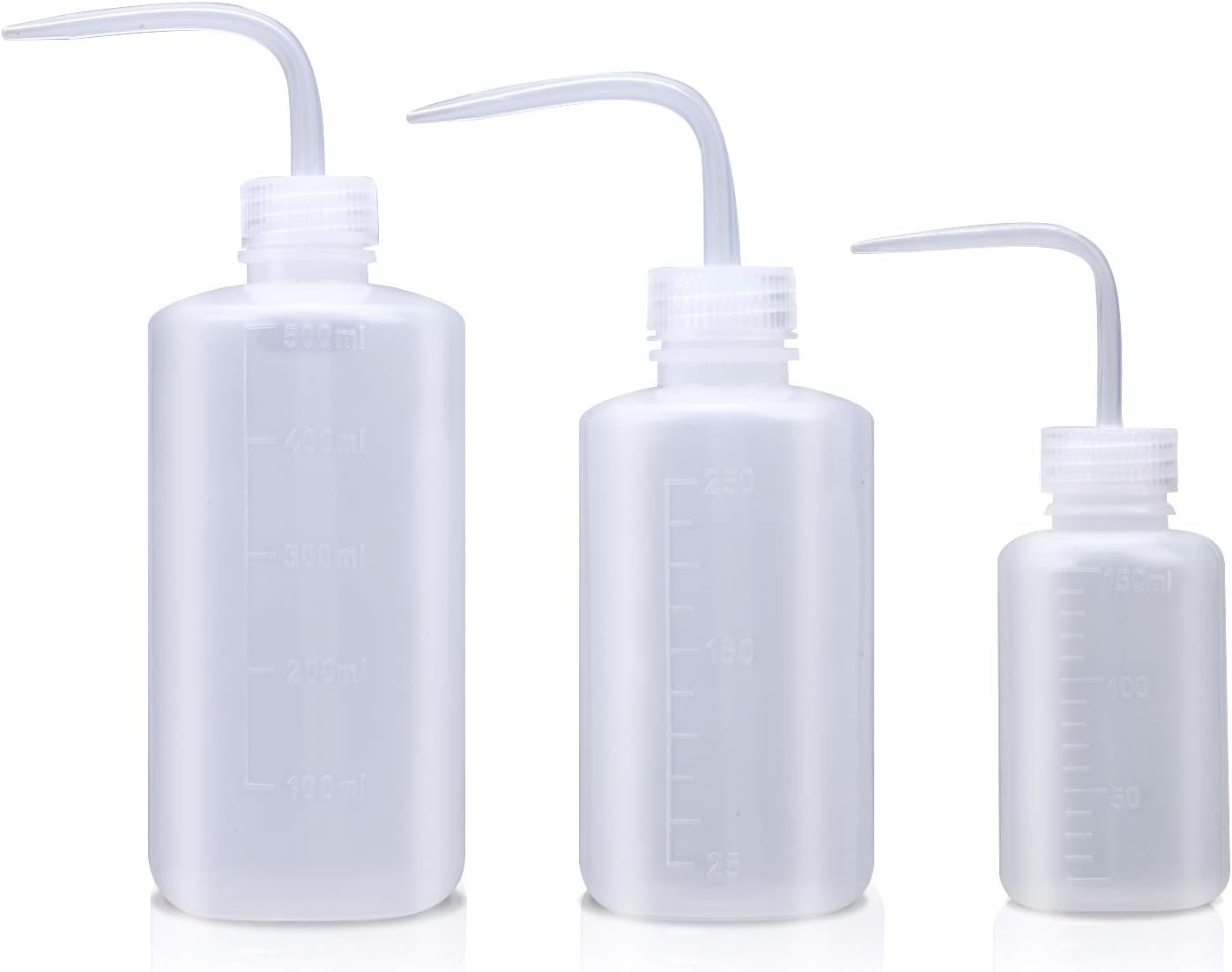 Wash bottle, 3 Pack LDPE Squeeze Bottles, Safe Plastic Low Density Polyethylene Watering Bottle with Narrow Mouth, for Chemistry, Industry, Lab & Gardening, 500ml / 17oz, 250ml / 8.5oz, 150ml / 5.1oz: Home Improvement