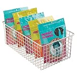 mDesign Wire Storage Basket for Kitchen, Pantry, Cabinets - Large, Deep, Satin