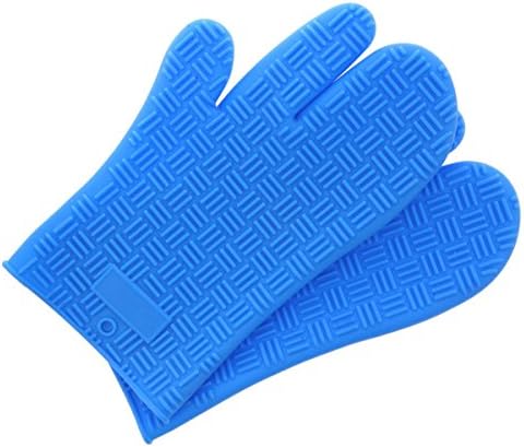 Premium Silicone Heat Resistant 11 Inch Cooking Grilling, Bbq, Kitchen, Oven, Grill, Baking, Smoking Gloves Pair - Blue