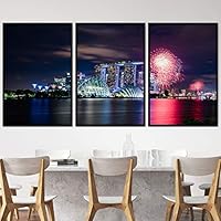 3 Piece Framed Canvas Wall Art City Illuminations Canvas Prints Home Artwork Decoration for Living Room,Bedroom - 16