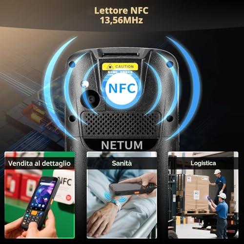 NETUM Android 11 Handheld Code Scanner Q500, 4+64GB Mobile Computer, Honeywell HS7 1D 2D Scan Engine, 4" Touch Screen with 23 Keys, IP67 Wi-Fi 4G BT NFC for Warehouse and Sale