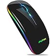 Wireless Bluetooth Mouse for Laptop, Rechargeable Mouse 2.4G USB Optical Wireless Mouse, LED Slim Dual Mode(Bluetooth 5.0 and 2.4G) Wireless for Laptop, PC, Mac OS, Android, Windows (Black)