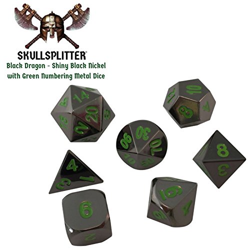 image for Skull Splitter Dice Black Dragon Metal Dice - Shiny Black Nickel with 