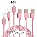 iPhone Cable, MCUK 3Pack 3FT 6FT 10FT Lightning Cable Charging Cord Nylon Braided Apple USB Cable Data Sync Cable 8 Pin Cable for iPhone 6s, 6s plus, 6plus, 6,5s 5,iPad Mini, iPad5 (3FT+6FT+10FT)