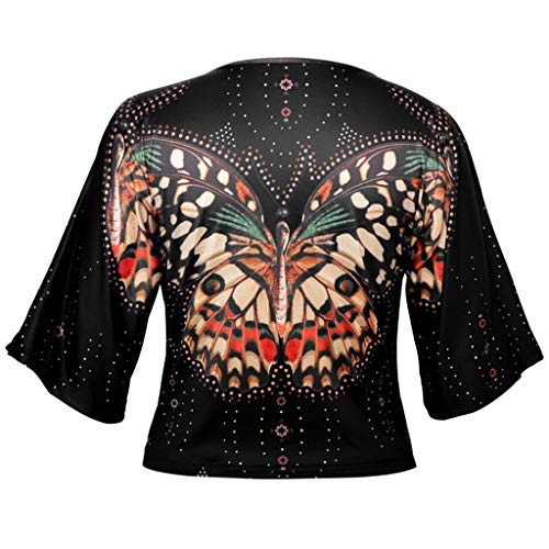 Fainosmny Women Butterfly Printed T Shirt Tops Blouse Half Sleeve Tops Shirt Work Pullover T Shirts Back to School Black - Thumbnail 3