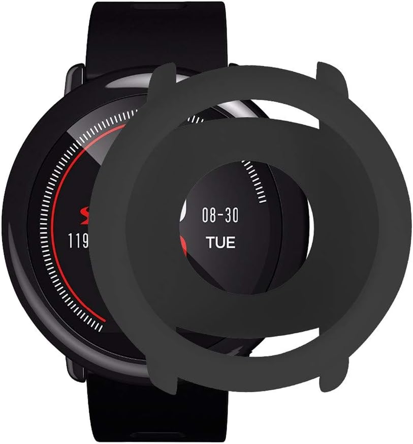 Choosebuy Case forXiaomi Huami AMAZFIT Pace Watch Screen Protector, Soft Silicone Protector Shell Case Cover for Xiaomi Huami AMAZFIT Pace Watch - 360 Full Around Protection Case (Black)