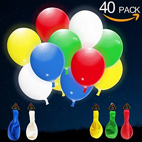 LED Balloons, LED Light Up Balloons, Mixed Colors Flashing at least last 15-24 hour, Ideal for Parties and Celebrations, Birthdays and Wedding Decorations (40 Pack)