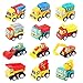 Acekid Easter Eggs Filled with Pull Back Vehicle, 12pcs Kids Cartoon Construction Cars Set, Easter Theme Party Favor, Easter Eggs Hunt, Basket Stuff Fillers for Boys & Girls