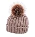 Arctic Paw Cable Knit Beanie with Faux Fur Pompom Ears Khaki