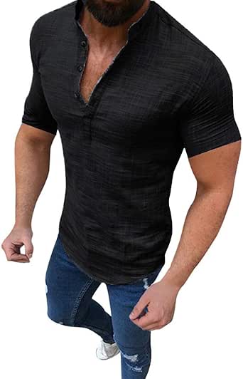 men's linen short sleeve shirts & tops