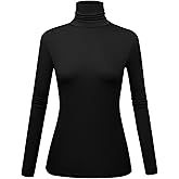 Women's Long Sleeve Turtleneck Shirts Slim Fitted Lightweight Base Layer Casual Tops
