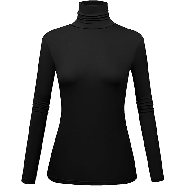 FASHIONOLIC Womens Long Sleeve Light Weight Turtleneck T-Shirts