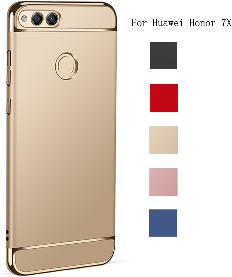 HUAWEI Honor 7X Case,AMASELL 3 in 1 Case Electroplating Anti-Scratches Ultra Thin Hard PC Phone Shell Shcokproof Premium Slim Protective Case Cover for HUAWEI Honor 7X,Gold