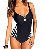 Haicoo Plus Size Zebra Side Bathing Suit One Piece Push Up Vintage Tank Swimsuit