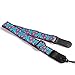 CLOUDMUSIC Jacquard Weave Style Hawaiian Ukulele Strap (Rosy Flowers With Bright Blue Leaves)