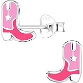 ICYROSE 925 Sterling Silver Cowboy Boot Little Dainty Stud Earrings for Small Earlobe or Second,Third Ear Piercings (Nickel Free)15589 16955 16956 29610