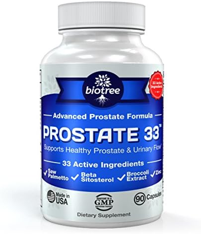 Biotree Labs Prostate 33 - Advanced Prostate Formula supports Prostate Health & Urinary Function with Saw Palmetto, Beta Sitosterol, Broccoli Extract