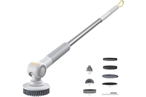 Fanttik Flip G9 Pro Electric Scrubber, VoltiPulse Motor, Dual-Speed Cleaner with 6 Brush Heads, Adjustable Angle & Extendable Handle, IPX7 Waterproof, Type-C Charge for Bathroom, Tile, Grout - White