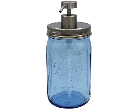 Mason Jar Lifestyle Satin Brushed 2 Rust Proof Soap Pump Dispenser Blue Ball Pint Jar Countertop Soap Dispensers Dispensers Ekoios Vn