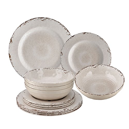 Rustic Melamine Plates. Gibson Studio 114334.12 Mauna 12 Piece Heavy Weight Melamine Dinnerware