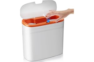 Jingmore 1 Pcs Sanitary Napkin Receptacle Touchless Wall Mounted Waste Tampon Holder for Bathroom Tampon Disposal Bin Feminine Hygiene Disposal Container for Home, Office Public Restrooms