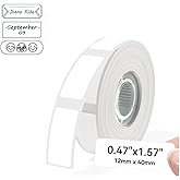 Phomemo Labels D30- Label Maker Tape 160 Pcs 0.47" x 1.57" (12mm X 40mm), School Supplies Labeling Tape,Name Tag,Food Storage Stickers, Black on White-1 Pack