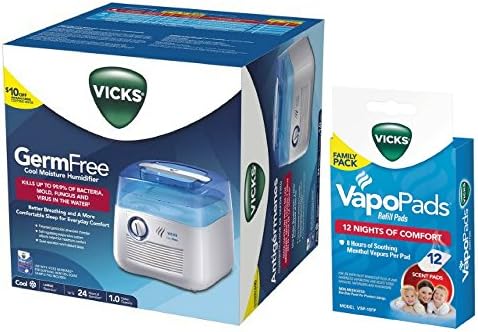 Vicks Incorporated V3900 Germ Free Cool Mist Humidifier (with VapoPad Family Pack 12 Pack)
