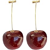 Red Cherry Dangle Earrings Cute Fruit Gold Drop Earrings Cherry Drop Earrings Jewelry for Women