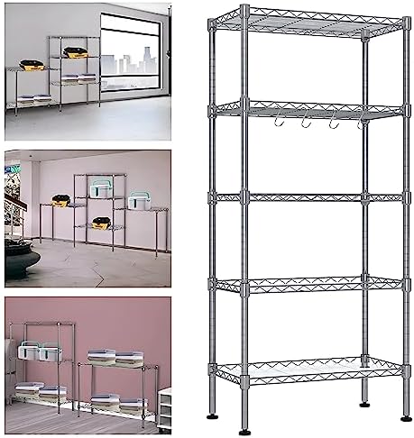 HEXAR 5-Tier Wire Storage Shelving Rack Heavy Duty Metal Organizer Wire ...