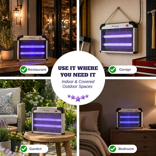 ASPECTEK Electric Bug Zapper, 20W UV Bulbs Mosquito, Fly, Gnat and Moth Control, Indoor and Covered Outdoor Use for Home, Garage, Patio and Farm, Includes 2 Replacement Bulbs