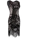Vijiv Vintage 1920s Embellished Art Nouveau Fringe Sequin Beaded Flapper Dress