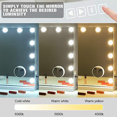 FENCHILIN Large Vanity Mirror with Lights and Bluetooth Speaker,Hollywood Lighted Makeup Mirror