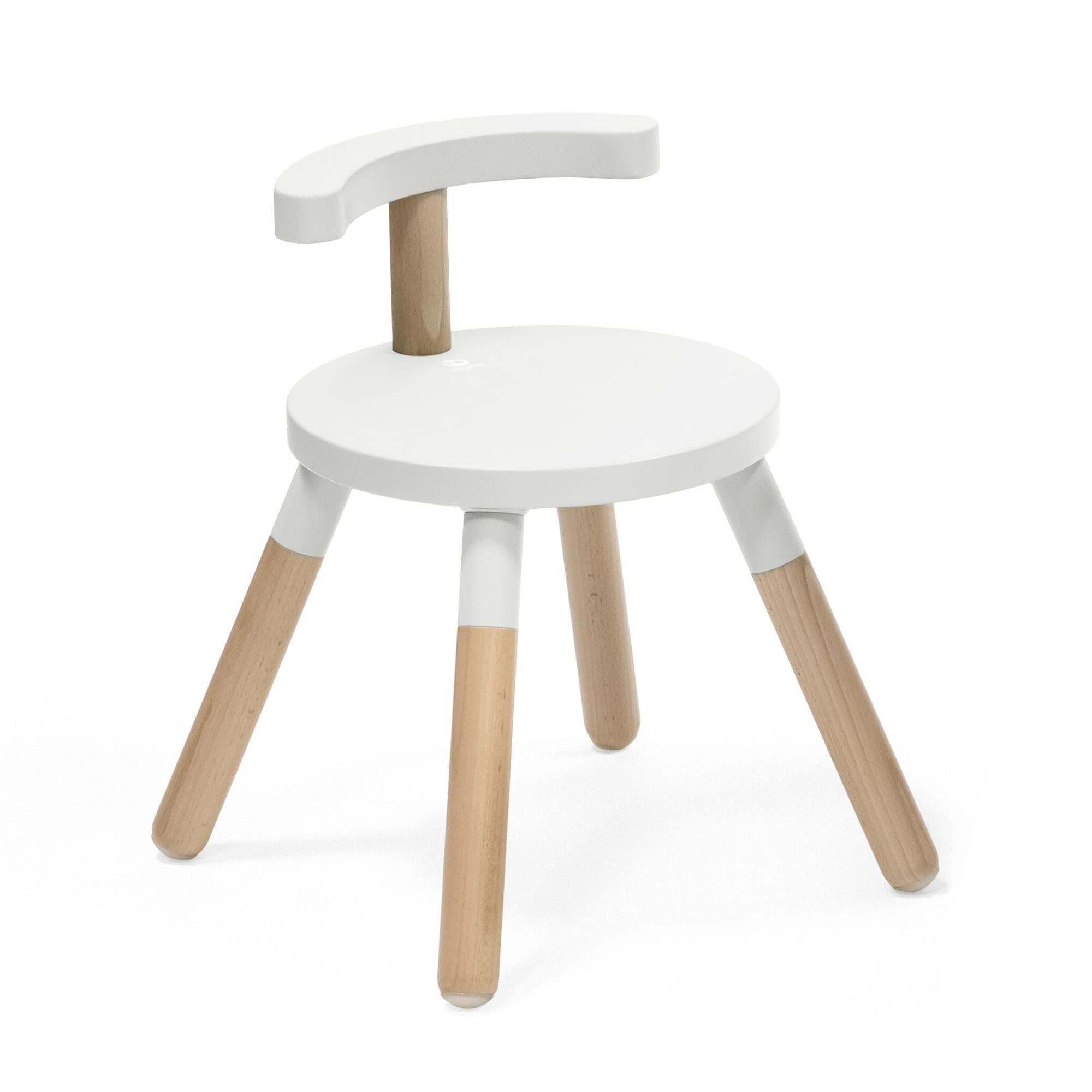 Stokke MuTable Chair, White - 2023 Redesign - Adjustable Seat Height & Removable Backrest - Made with Beech Wood - For Ages 1.5 to 8 Years