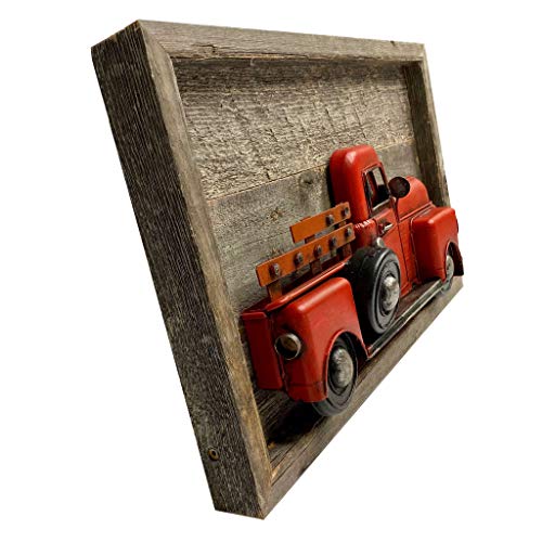 BarnwoodUSA | Vintage Red Christmas Truck Wall Sign | Farmhouse Metal Truck Wall Art | Automotive | Old Vehicle Decor | Rustic Wooden Wall Sign - Thumbnail 4