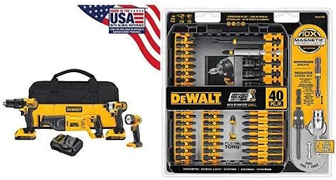 DEWALT DCK420D2 20V MAX Cordless Lithium-Ion 4-Tool Combo Kit 20V Combo Kit with DWA2T40IR IMPACT READY FlexTorq Screw Driving Set, 40-Piece