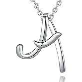 EUDORA Sterling Silver Initial Necklaces for Women, Classic 26 Letter Neckless Gifts for Girls, Sister, Mother Daughter, 18 inch Chain