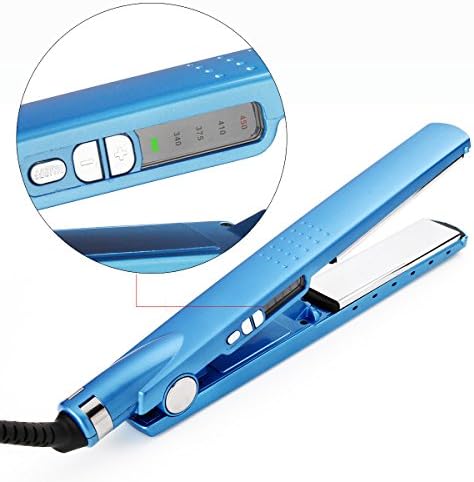 Hair Straigtener, Ceramic Tourmaline Ionic Adjustable Temperature 180F to 470F 1 inch, by Comenzar(BLUE)