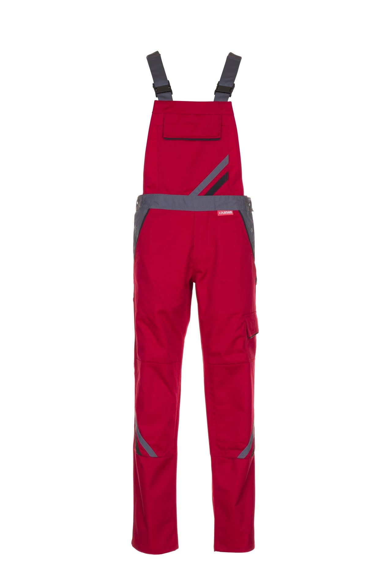Planam 2392034 Size 34 "Highline" Woman Dungarees - Red/Slate/Black