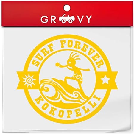 Amazon ロゴ サーフィン ココペリ 開運 金運 恋愛運 ステッカー お守り グッズ かわいい おしゃれ カッコイイ 車 ブランド アウトドア シール おもしろ 防水 エンブレム アクセサリー ブランド 雑貨 1250 イエロー ステッカー デカール 車 バイク