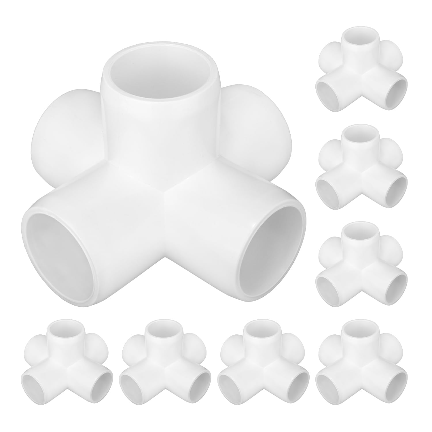 Photo 1 of 8 Pack 1 inch PVC Pipe Fittings, PVC 5-way Fitting Connectors, Used for Building Furniture, Furniture Grade, White