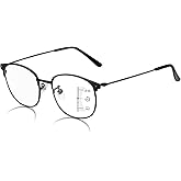 GHDBFMB Men's Comfort Fit Photochromic Progressive Reading Glasses Blue Light Blocking Durable Metal Frame Multifocus Readers