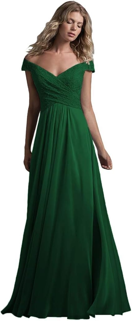 Vestido de dama de honor con hombros descubiertos, de gasa plisada y