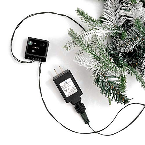 Flocked Christmas Garland with Lights 9 Ft, Artificial White Pine