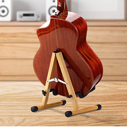 Hidear Wood Guitar Stand Solid Wood Folding AFrame Guitar Stand for Acoustic Guitars Bass and