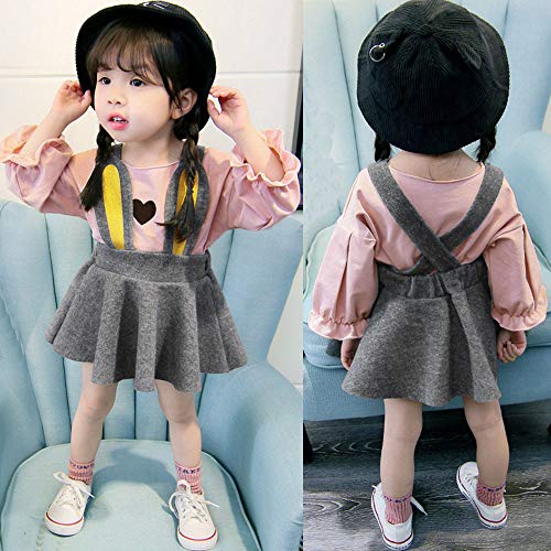Charberry Infant Baby Girls Long Sleeve Love Print Tops+Bunny Ears Overalls Skirt Outfits - Thumbnail 7
