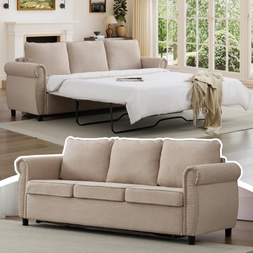 Queen Pull Out Sofa Bed, Sleeper Sofa Bed with Memory Foam Mattress