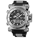 INFANTRY Mens 50mm Big Face Tactical Military Analog Digital Sport Wrist Watch Black Silicone