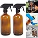 2 Empty Amber Spray Bottle(16oz Each) Glass Refillable Cosmetic Containers For Essential Oils,Liquid Cleaning Solutions,Mist Plants With Duty Multi-Role-Mist And Stream Settings Nozzle