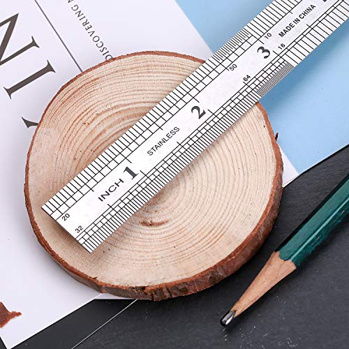 Juland 6 PCS Stainless Steel Ruler Office Metal Ruler with Convenient Storage Case Perfect Straight Edge for Easy Measurements - 6" /15CM - 20mm Wide x .0.5mmThick - Thumbnail 3